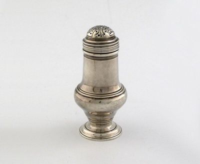 Appraisal: An early George III bun-top pepper caster initialled 'C' underneath