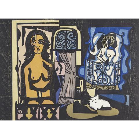 Appraisal: Emiliano Di Cavalcanti - UNTITLED WOMEN ON A BALCONY WITH