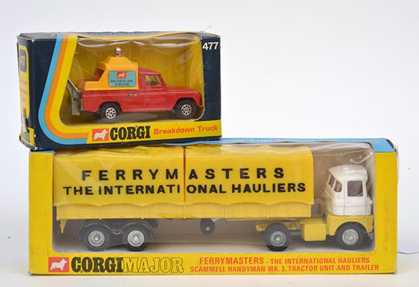 Appraisal: TWO CORGI MODELS INCLUDING FERRYMASTERS SCAMMEL HANDYMAN MK AND LAND-ROVER