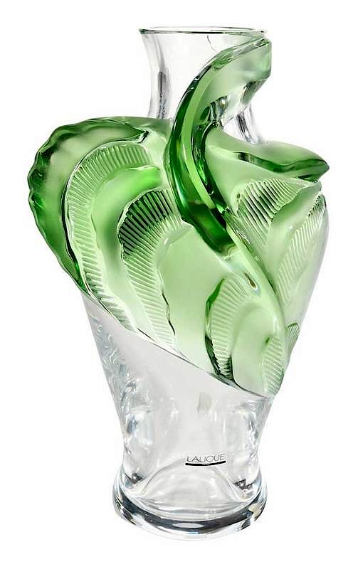 Appraisal: Lalique Tanega Glass Vase engraved Lalique France with Lalique Paris