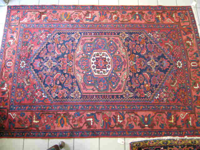 Appraisal: Malayer Persian Handmade Rug central medallion on blue field with