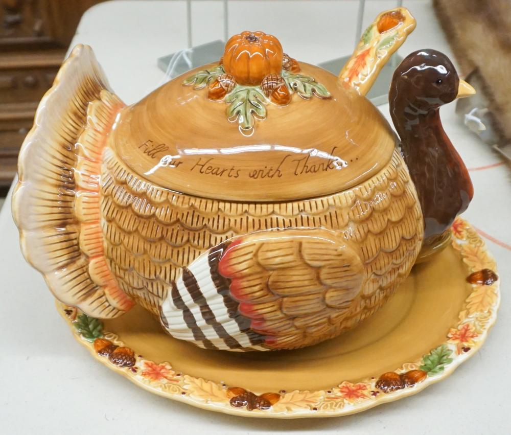 Appraisal: Ceramic Turkey-Form Tureen With Ladle and Undertray