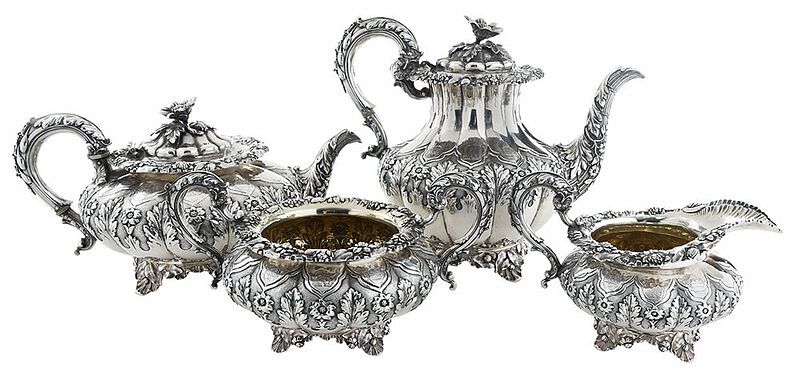 Appraisal: Four Piece George IV English Silver Tea Service London melon