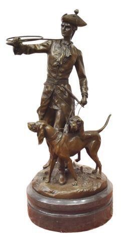 Appraisal: Cast bronze sculpture Hunter and the Hounds th c after