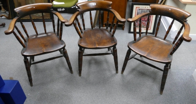 Appraisal: matching vitorian elm captains arm chairs