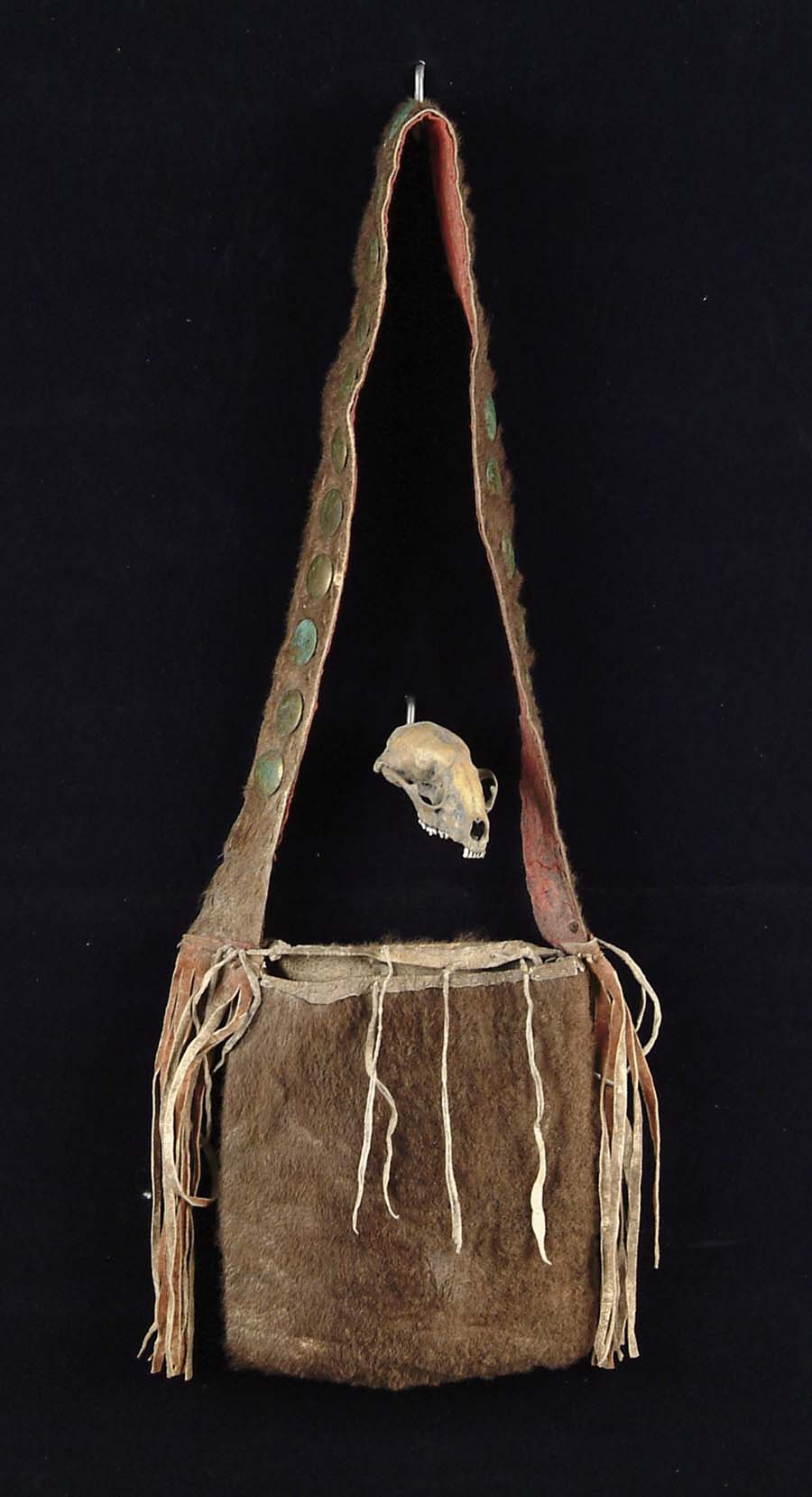 Appraisal: BANDOLEER BAG AND RACCOON SKULL As per owner this is