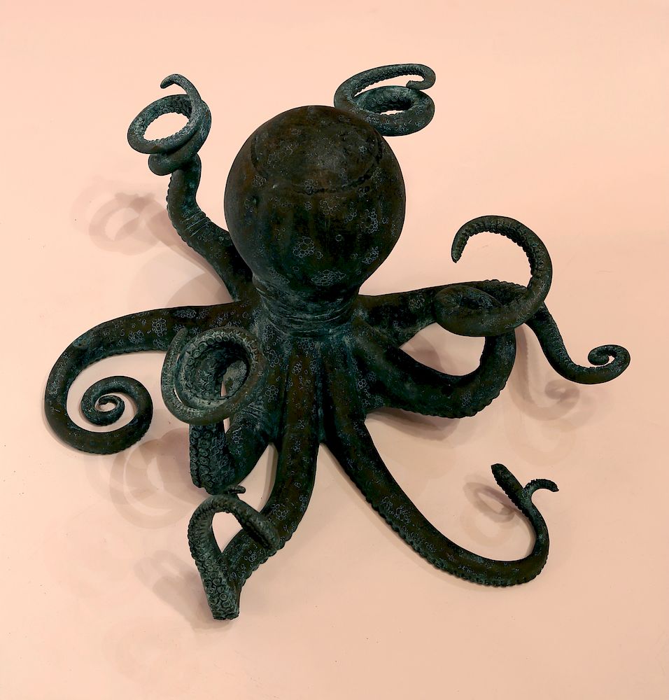 Appraisal: Green Patina Bronze Octopus Exclusive on Bidsquare Green Patina Bronze