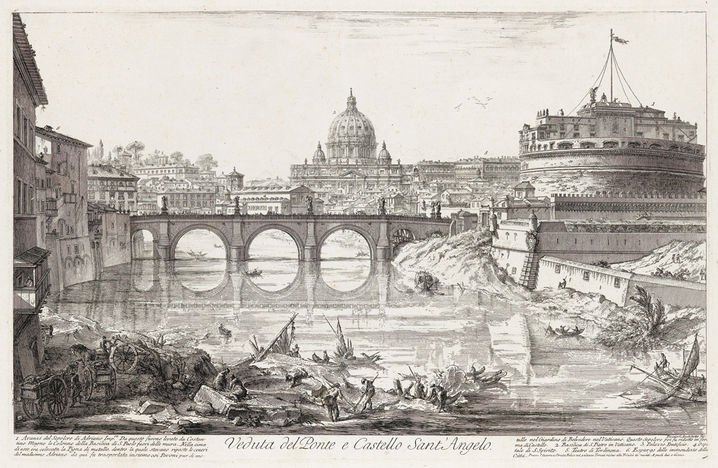 Appraisal: GIOVANNI B PIRANESI Veduta del Ponte e Castello Sant'Angelo Etching