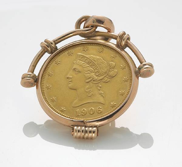 Appraisal: A US gold coin and k gold pendant weighing approximately