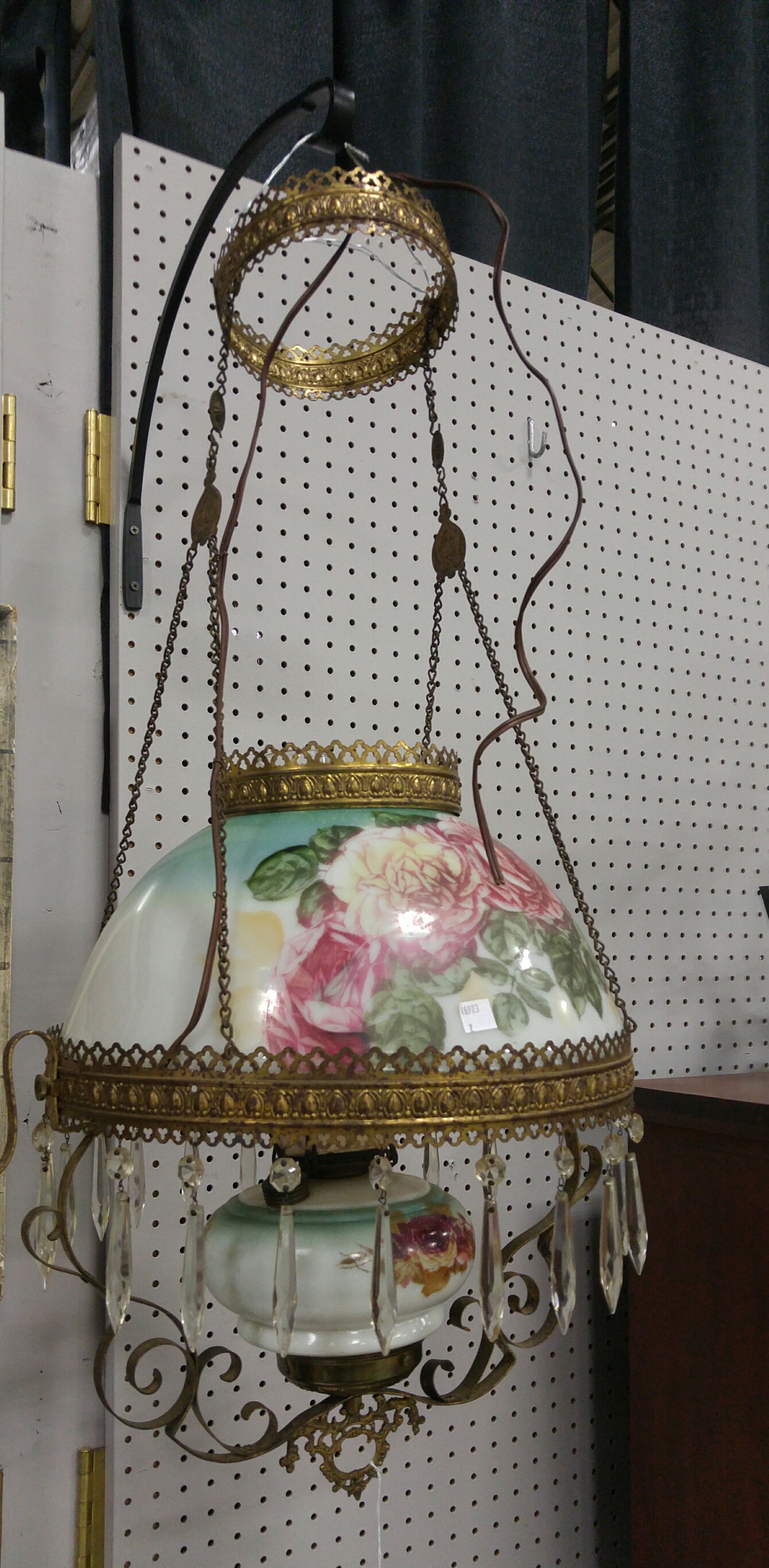 Appraisal: VICTORIAN HANGING PARLOR LAMP American th quarter- th century Hand