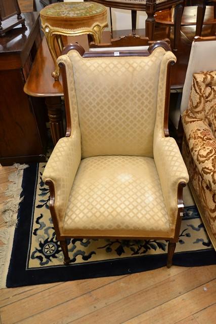 Appraisal: A REGENCY STYLE ARM CHAIR IN GOLD UPHOLSTERY AND A