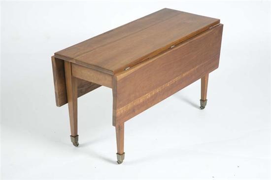 Appraisal: MINIATURE DROP LEAF TABLE Cherry with rectangular leaves on square