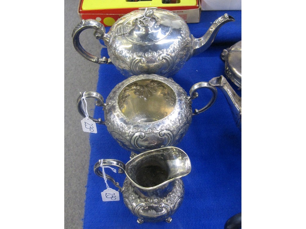 Appraisal: Victorian three piece silver plated tea service