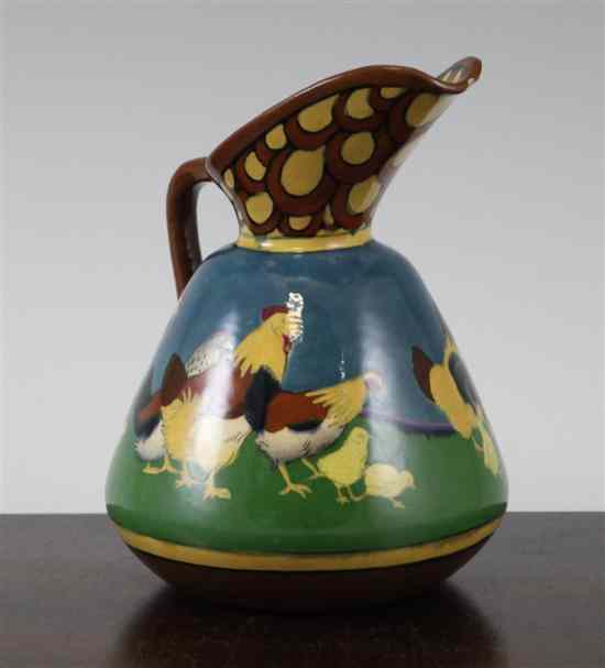 Appraisal: A Foley 'Intarsio' small conical jug decorated with chickens printed