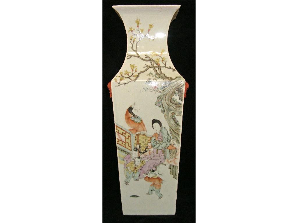 Appraisal: Large pair of Chinese famille rose porcelain vase of square