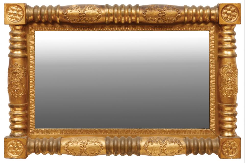 Appraisal: American Late Classical Gilded Mirror c split baluster and foliate