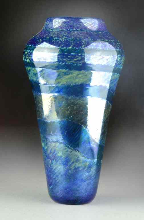 Appraisal: Signed Contemporary Iridescent Art Glass VaseHand blown vase with iridescent