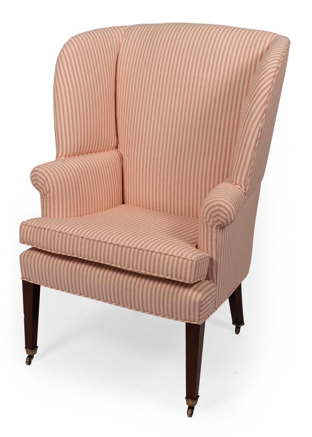 Appraisal: FEDERAL-STYLE WING CHAIR EARLY TH CENTURY BACK HEIGHT SEAT HEIGHT