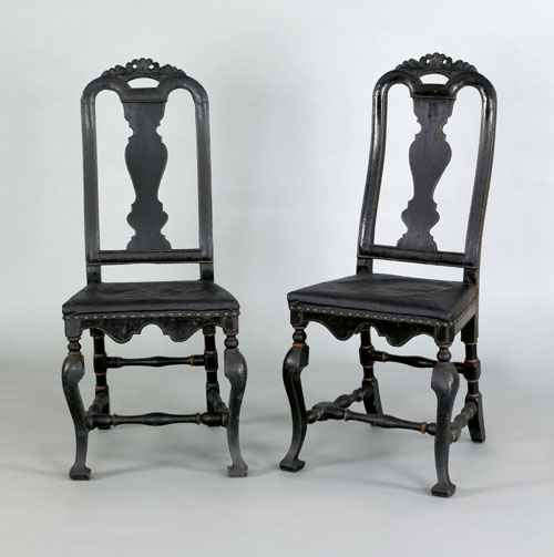 Appraisal: Pair of Queen Anne beech side chairs ca each with