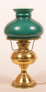 Appraisal: Rayo Junior Brass Lamp with Overlay Shade Rayo Junior Brass