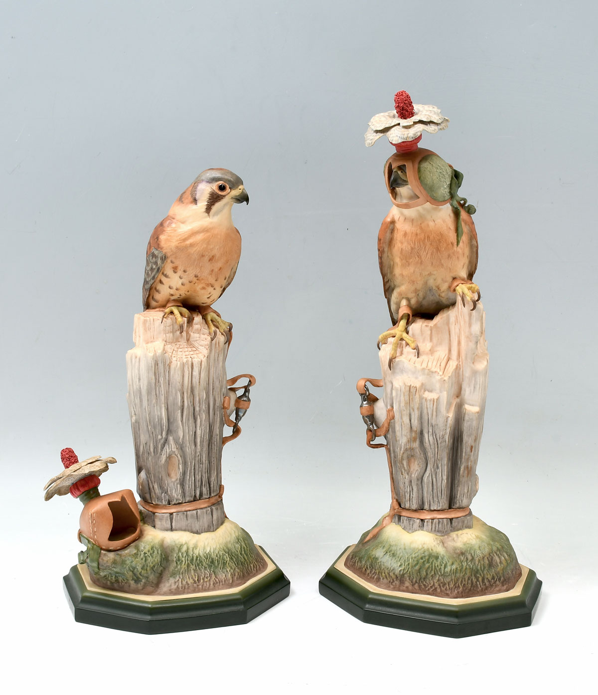 Appraisal: HANDSOME BOEHM PC KESTRELS Pair of porcelain Kestrels atop a