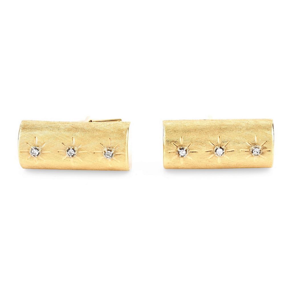 Appraisal: Men's Vintage K Gold and Diamond Cufflinks Men's Vintage Karat