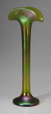 Appraisal: Art glass vase tapered column below a crescent top and