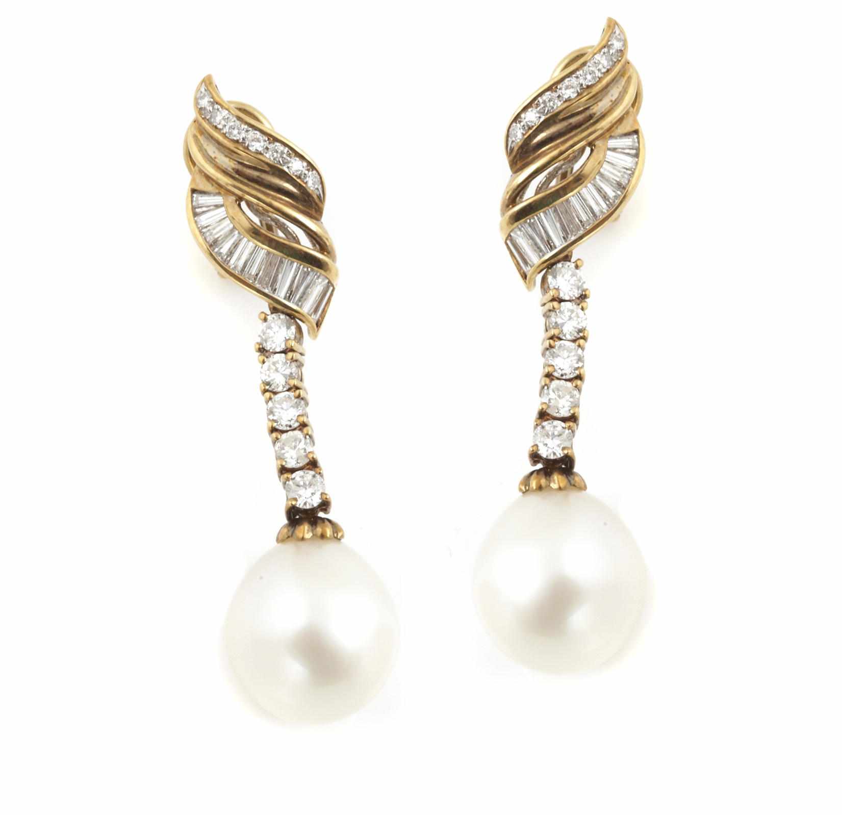 Appraisal: Property of various owners A pair of cultured pearl and