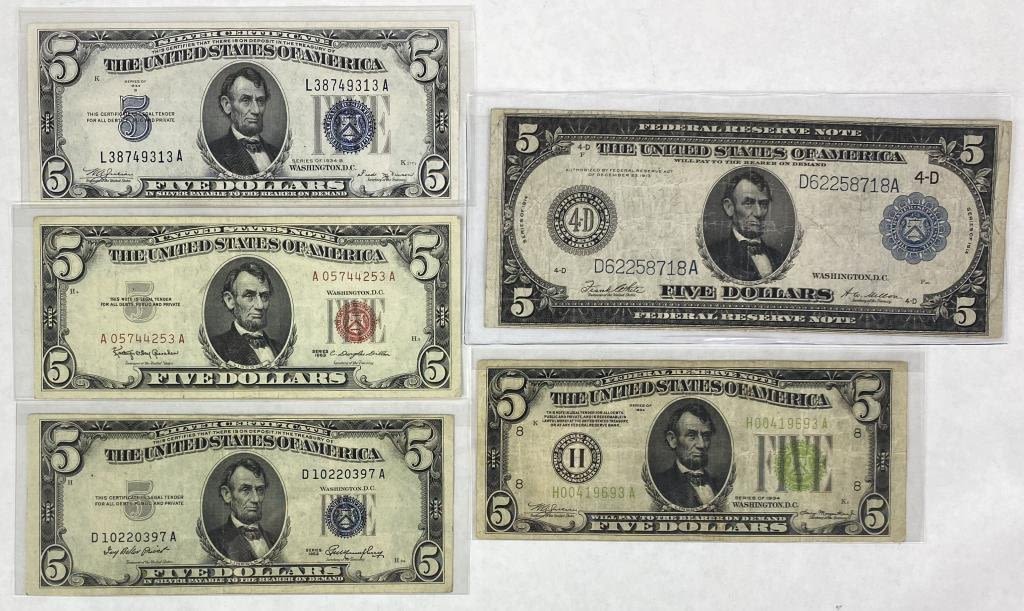 Appraisal: Large and Small US Currency Type Set Large Note Cleveland