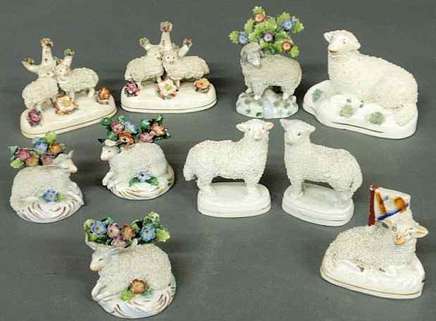 Appraisal: Ten th c Staffordshire sheep figures largest h