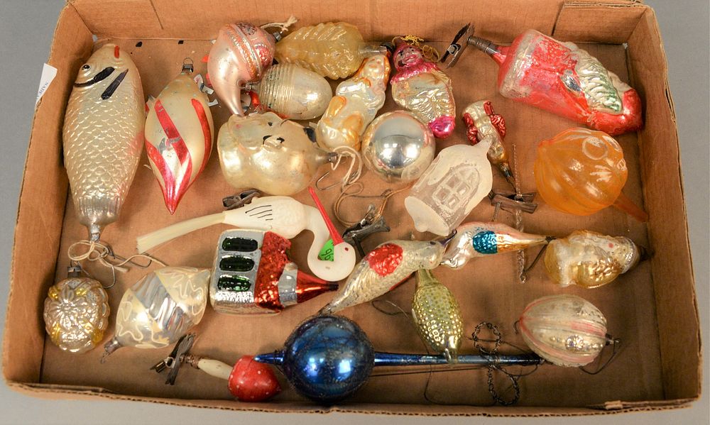 Appraisal: Tray lot to include vintage blown glass to include Christmas