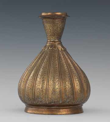 Appraisal: A Mughal Style Hookah Vase th Century Hand chased brass