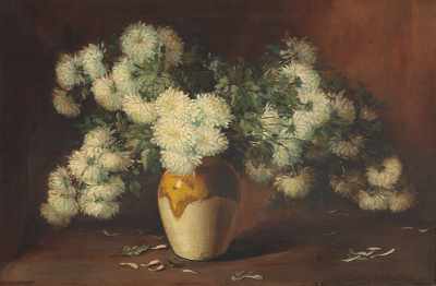 Appraisal: Frederick Grant Young American b Chrysanthemums Oil on canvas signed