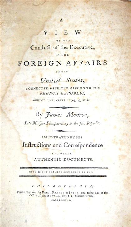 Appraisal: vol Monroe James A View of The Conduct of The