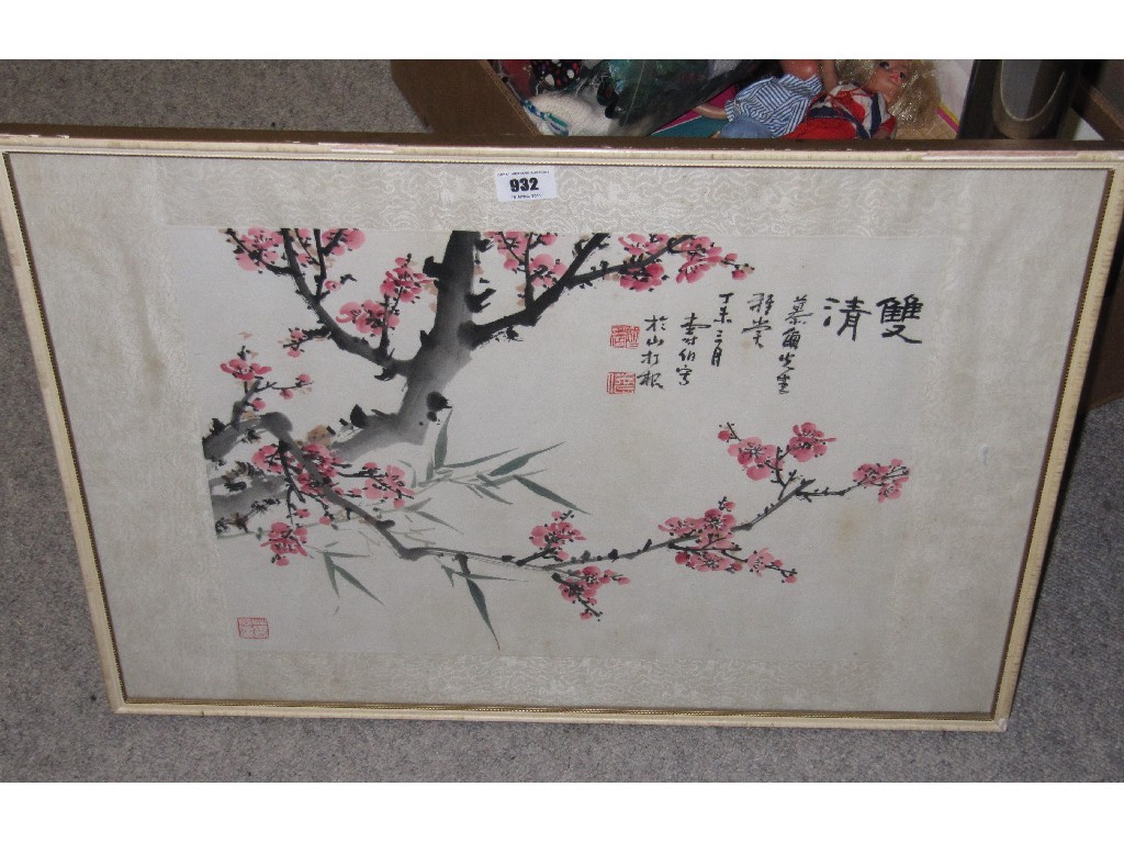 Appraisal: Framed Chinese painting of a blossom tree