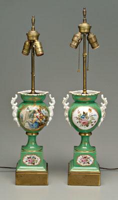 Appraisal: Pair ceramic lamps in urns now mounted as lamps hand