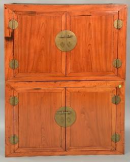 Appraisal: Chinese two part cabinet each portion with two doors ht