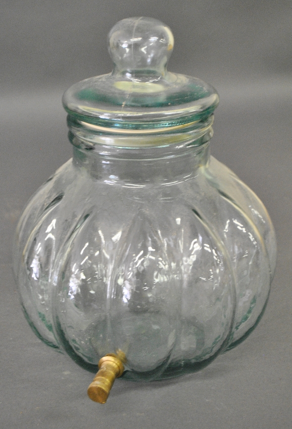 Appraisal: - Glass pumpkin-form refreshment dispenser with spigot and marked Made