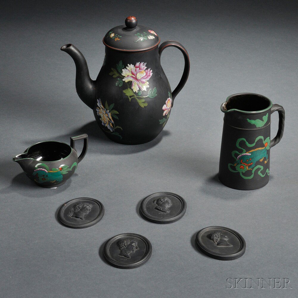 Appraisal: Seven Wedgwood Black Basalt Items England th and th century