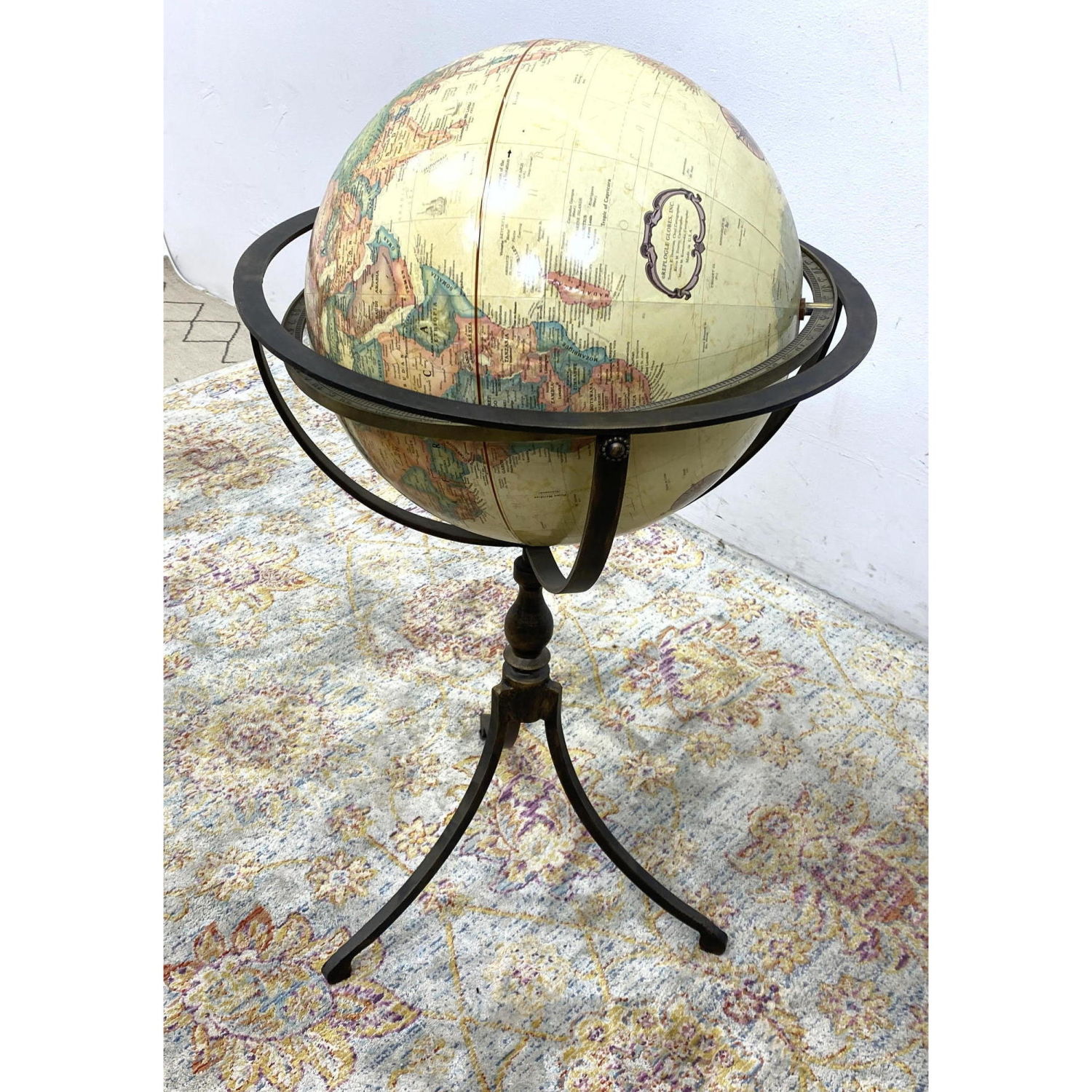 Appraisal: World Globe Floor Model in Metal Stand Dimensions H inches