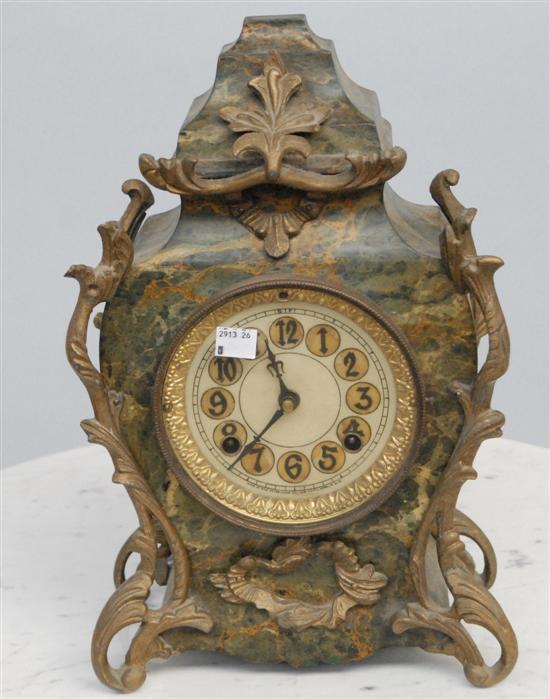 Appraisal: MANTLE CLOCK The tole case faux marble painted with ormolu