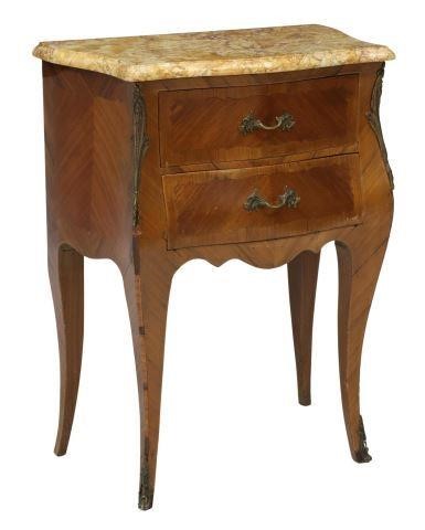 Appraisal: French Louis XV style marble-top mahogany nightstand th c matched