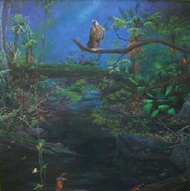 Appraisal: Fabian Micali Untitled Birds and Rainforest acrylic and oil on