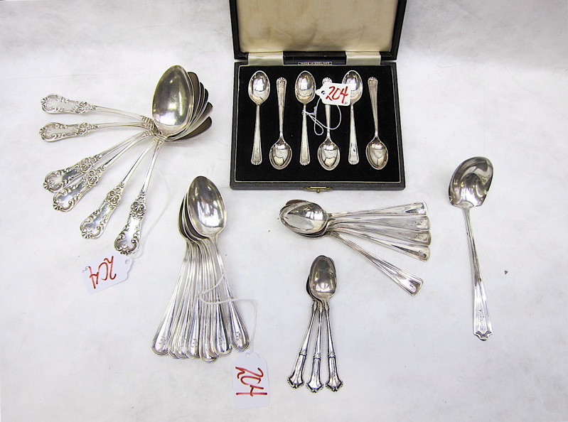 Appraisal: ASSORTED STERLING SILVER FLATWARE thirty pieces cased set of English