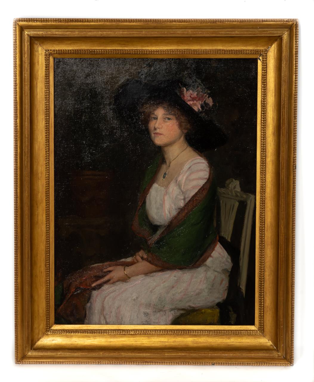 Appraisal: AMERICAN SCHOOL PORTRAIT OF A LADY IN SHAWL OIL American