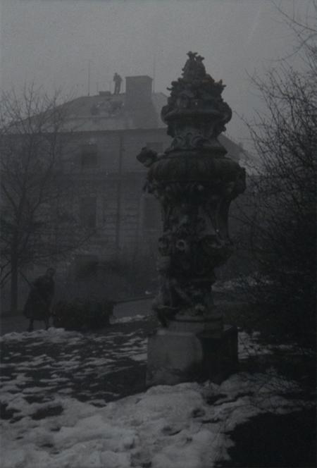 Appraisal: SUDEK JOSEF - Untitled Urn in a Snowy Garden Lanov