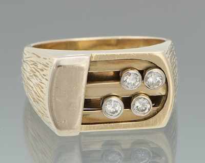 Appraisal: A Gentleman's Sliding Diamond Ring k yellow gold ring with