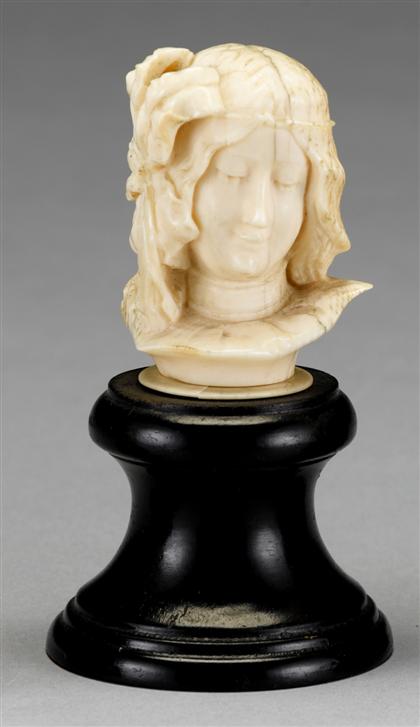 Appraisal: Continental carved ivory bust of a lady th century Depicted