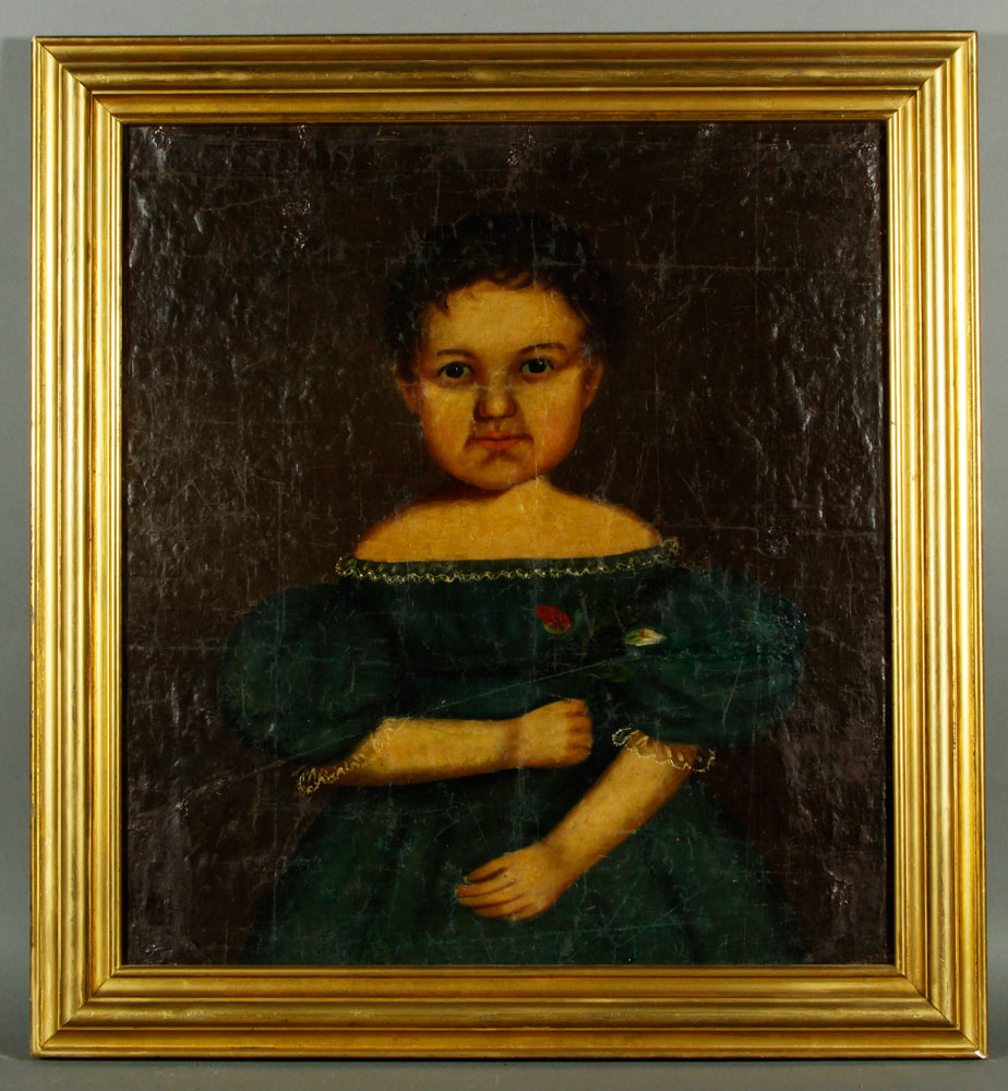 Appraisal: - Early American Portrait of a Young Girl O C