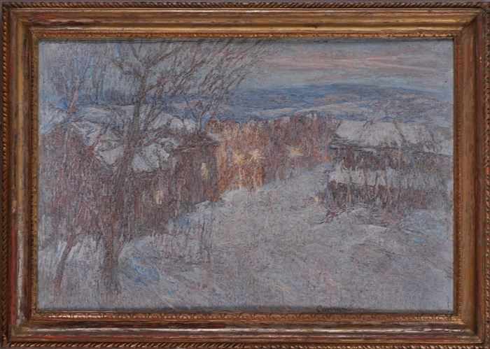 Appraisal: WILLIAM CARRIGAN - SNOWY TWILIGHT Oil on canvas backed on